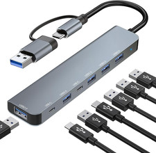 7-in-2 USB C Hub with 1 USB 3.0, 4 USB 2.0, 2 USB C Ports for All Devices picture