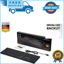 Large Print Computer Keyboard LED Lighted White Backlit Full Size Multimedia Key picture