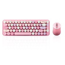 PERIDUO-802PK Bluetooth Mini Keyboard and Combo - Round Key Caps - Pastel Pin... picture