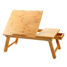 Bamboo Laptop Desk for Bed with Tilting Top, Drawer 21.6 x 13.8In picture