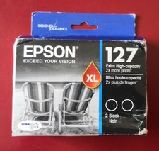 08-2019 NIB GENUINE Epson Ink 127 T127120-D2 XL BLACK WF 545 630 645 NX530 NX625 picture