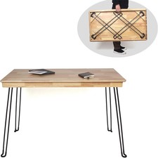 Solid Oak Folding Desk 43 Inch No Assembly Portable Table picture