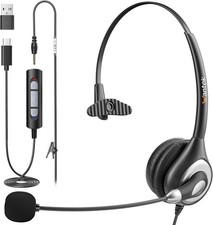 Wantek Headset 3.5mm/Type-C/USB With Microphone Wired Earpiece for PC/Phones picture