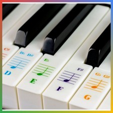 88 Key Piano Keyboard Stickers Large Transparent Removable Learning Aid Notes La picture