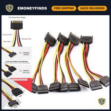 4PCS 8In SATA 15Pin Male to Dual Female Power Splitter Cables for PC Hardware picture
