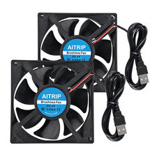 AITRIP 2PCS 80Mm USB Fan 5V Brushless 8025 80X25Mm for Cooling DIY PC Computer C picture