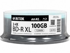 25 RITEK Blu-Ray BD-R XL BDXL 4X 100GB Triple Layer Logo Branded Recordable Disc picture