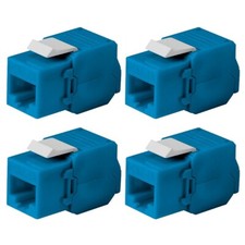 4 Pcs CAT6A RJ45 Network LAN Ethernet Keystone Jack Toolless 180 Degree Blue picture