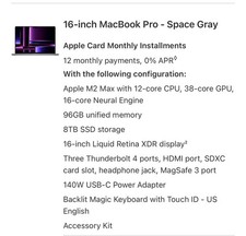 Apple MacBook Pro (16-inch, 2023) M2 Max 96GB RAM 8TB SSD Space Gray 7 Cycles  picture
