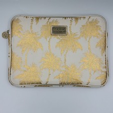 Lilly Pulitzer Padded Tech Sleeve Gold White Metallic Palms picture
