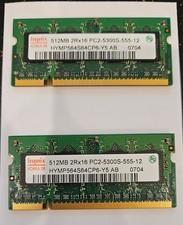 Hynix Laptop RAM Memory – 2 x 512MB – 1GB Total – PC2-5300S DDR2 picture