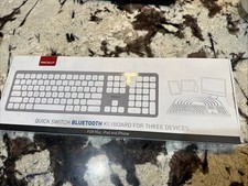New MACALLY BTWKEYMB  Quick Switch Bluetooth Keyboard  For 3 Devices Silver Seal picture
