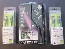 3 New BELKIN ETHERNET CABLES Unopened ~ Cat6 5M, Cat6 2M, HDMI w/Ethernet ~ RJ45 picture