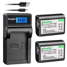 Battery (X2) & LCD USB Charger for Sony NP-FW50 and Alpha 7 7R 7R II 7S a7R a... picture