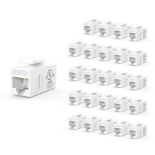 UL Listed 25-Pack RJ45 CAT6 Keystone Coupler Female to Female Insert Coupler ... picture