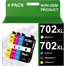 4PK 702XL T702XL Ink Cartridges Compatible for Epson Workforce Pro WF3720/3725 picture