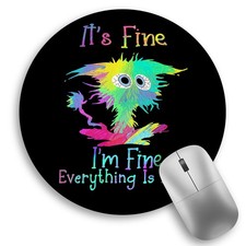 Color Cat Mouse Pad Funny Small Round Mouse Pads for Desk Mini Travel Mousepa... picture