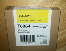 05-2024 GENUINE EPSON T6064 YELLOW 220ml K3 INK STYLUS PRO 4800 4880 picture