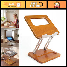 Adjustable Ergonomic Wooden Laptop Stand, Foldable with Pen Slot, Cooling for 10 picture
