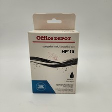 Genuine Office Depot HP 15 Black Ink Cartridge SEALED BAG picture