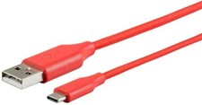 Monoprice USB Type C to USB-A 2.0 Cable - 3 Feet - Red, 480Mbps, 2.4A, Braided picture