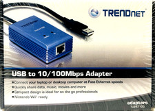 TRENDnet TU2-ET100 Fast Ethernet Adapter USB 2.0 to 10/100 Nintendo Wii Rdy NIB picture