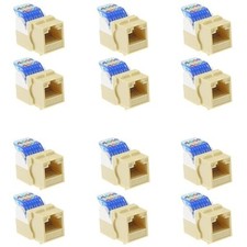 12x RJ45 Cat5e Network LAN Ethernet Keystone Jack Tool Less Snap In 8P8C Ivory picture