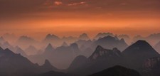 Landscape nature mountains mist guilin china amber sky Custom Gaming Mat Desk picture