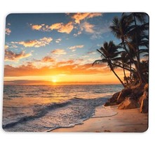 Hawaii Sunset Beaches PAlm Trees Photo Art Designs Novelty Mouse Pad picture