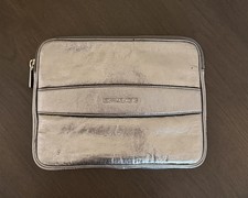 Michael Kors metallic embossed leather tablet case or clutch in nickel. NWT. picture