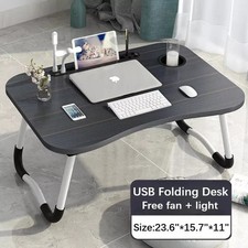 Laptop Tray Lap Desk Stand Foldable Bed Table Notebook Tray Cup Slot Adjustable picture