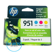 GENUINE 3-PACK HP 951 TRI-COLOR CYAN/MAGENTA/YELLOW INK  OFFICEJET PRO SEALED picture
