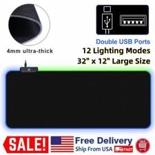 Large RGB Mouse Pad Gaming Desk Mat 12 Modes Glowing LED Light with USB Port picture