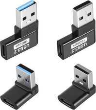 4 Pack 90 Degree USB A Male to USB C Female Adapter Black Type C Connector Set picture
