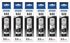Lot 6 Genuine SEALED Epson 522 High Yield Black Inkjet Cartridges 2027-2029 picture