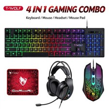 RGB PC Gaming Keyboard Mouse & Headset Set LED Gamer Bundle Mechanical Kits 4in1 picture