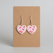3D Printed Heart Cookie Earrings Valentine Jewelry Gift picture