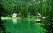 Landscape nature mountains trees forest house lake italy Custom Gaming Mat Desk picture