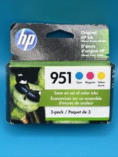 HP 951 Cyan, Magenta, Yellow Ink Cartridges (3 pack) NEW Warranty Expired MAR 23 picture