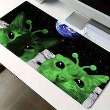 Unique Cat Design Mouse Pad with Radiant Green Eyes - Non-Sip Durabe Desk Mat picture
