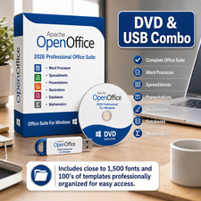 OpenOffice 2026 Windows Office Suite USB DVD Combo Writer Calc Impress Draw Base picture