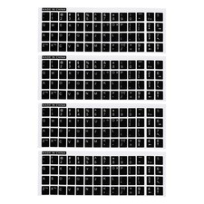 English Keyboard Stickers Cover Smooth, Black Background White Lettering 4pcs picture