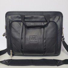 HP Invest Black Leather Laptop Shoulder Bag Briefcase picture