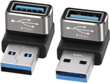 90 Degree USB 3.0 Adapter 2 Pack, (Up and Down) Right Angle USB Type-A Male to F picture