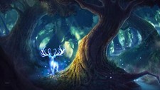 Landscape forest deer white fairy tale deep sun rays Custom Gaming Mat Desk picture