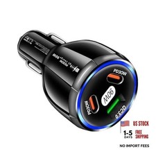 Car Charger Adapter, 3 Port USB-C & USB-A 90W Fast Charger, Car Black-1pc picture