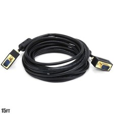 15FT Ultra Slim SVGA Super VGA DB15 Male to Male Monitor Cable Ferrites 30/32AWG picture