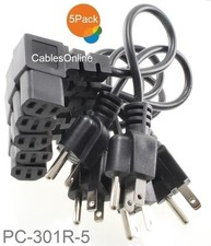 5-Pack 1ft Right-Angle AC 3-Prong Power Cables, NEMA 5-15P / IEC320 C13 picture