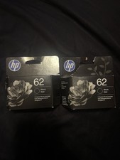 2 Pack Genuine HP 62 Black Ink Cartridges OEM Original New Sealed - Mar 2028 picture