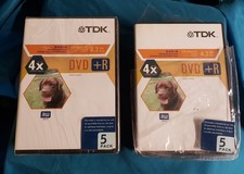 TDK RW Blank DVD+R 4x speed 4.7 GB 9 Pack with Cases - New Sealed excellent picture